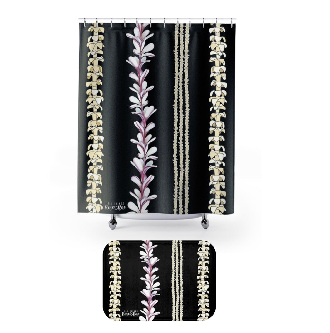 Lei Pūlama (Black) Shower Curtain Set ♡