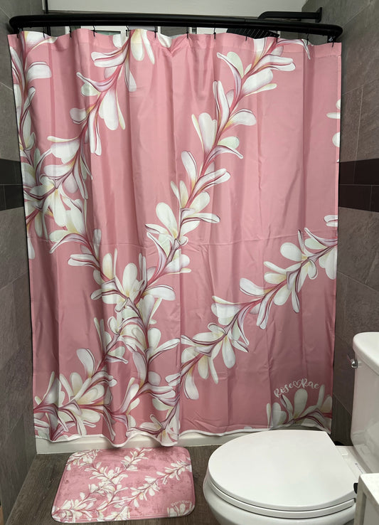 Pink Plumeria Shower Curtain Set♡