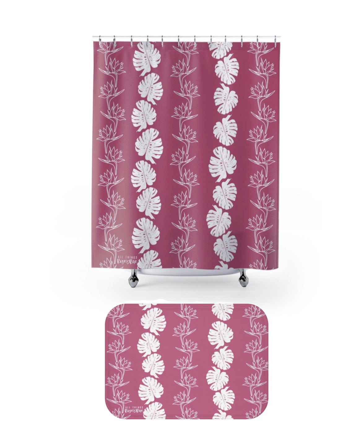 Monstera Paradise (Pink) Shower Curtain Set♡