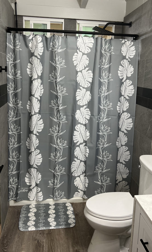 Monstera Paradise (Light Gray) Shower Curtain Set♡