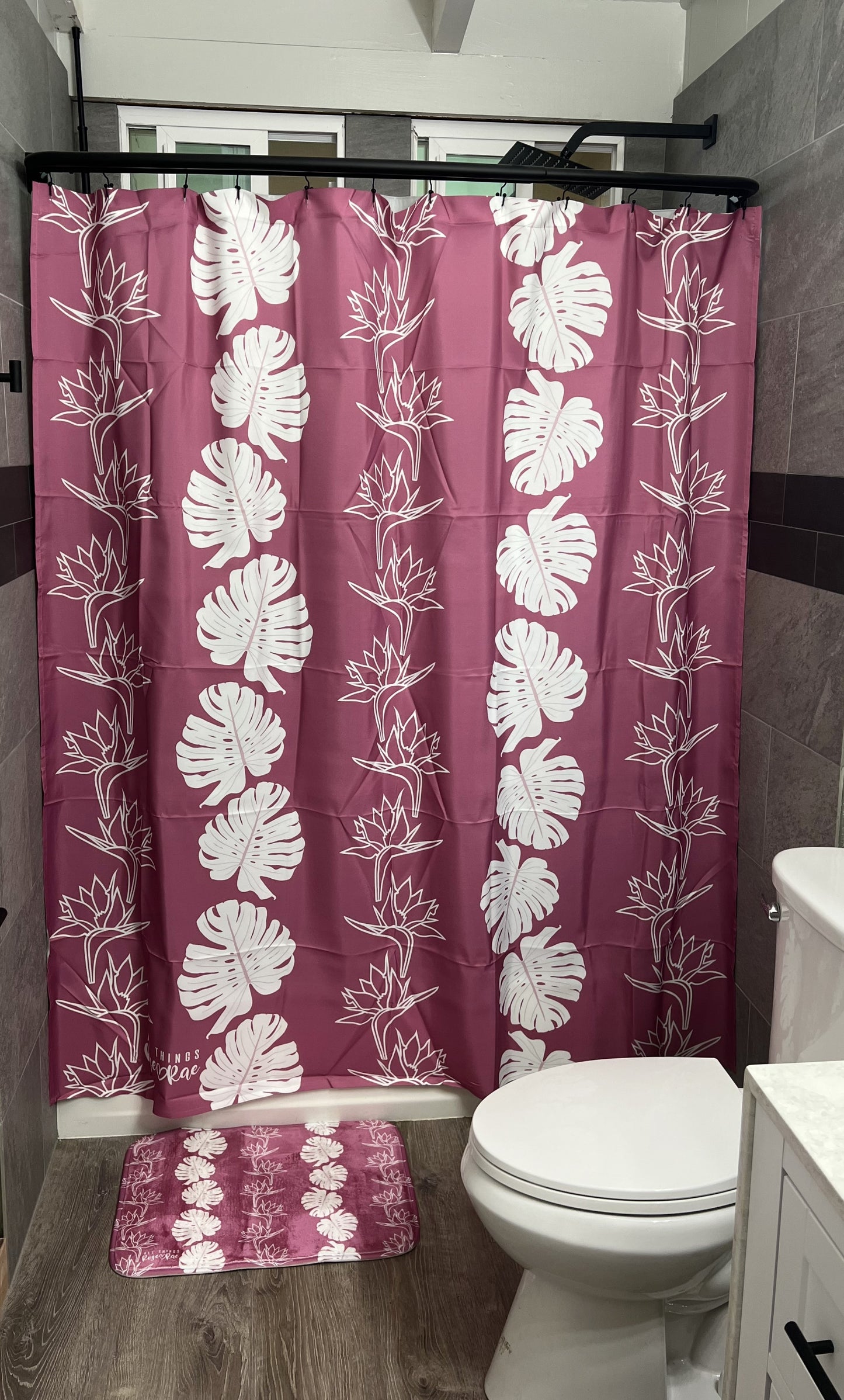 Monstera Paradise (Pink) Shower Curtain Set♡