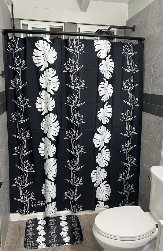 Monstera Paradise (Black) Shower Curtain Set♡