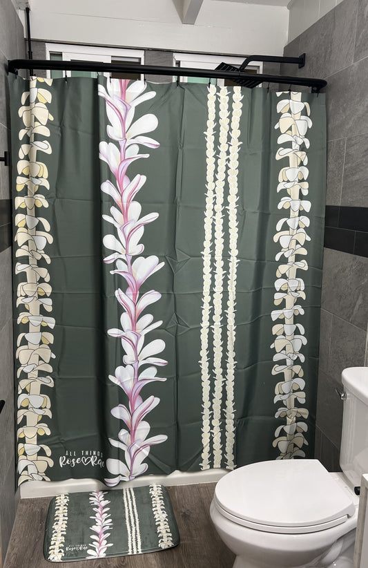 Lei Pūlama (Green) Shower Curtain Set ♡
