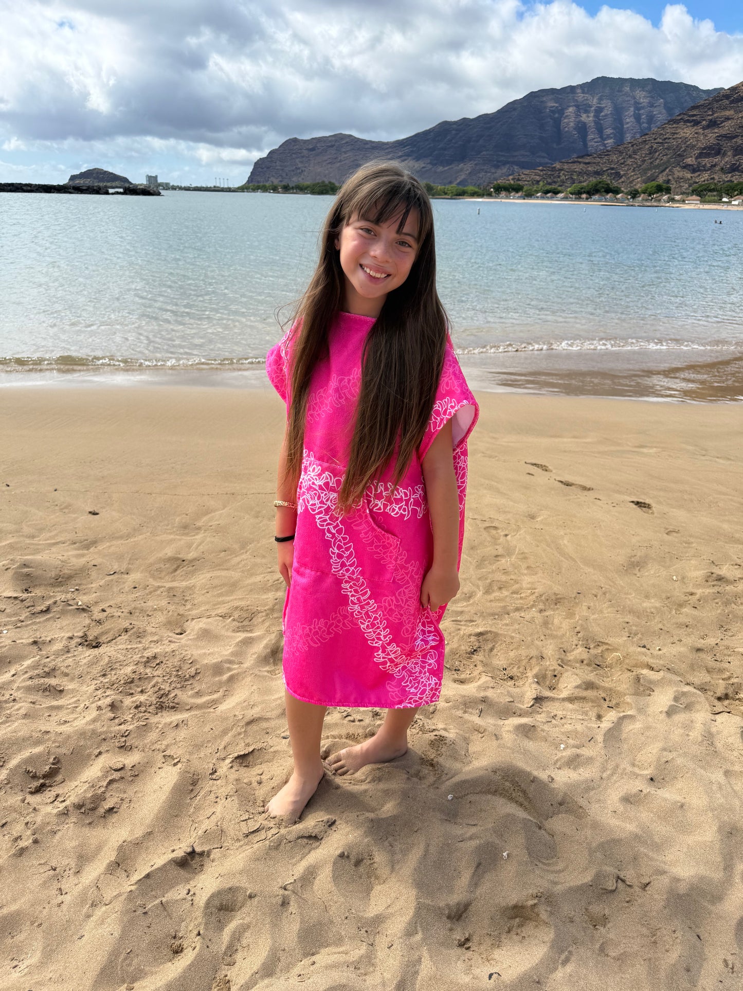 Pink Puakenikeni Keiki Hooded Towel♡