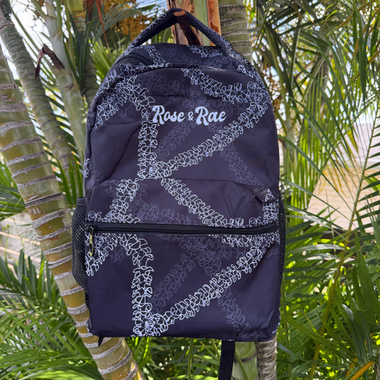 Black Puakenikeni Waterproof Backpack♡