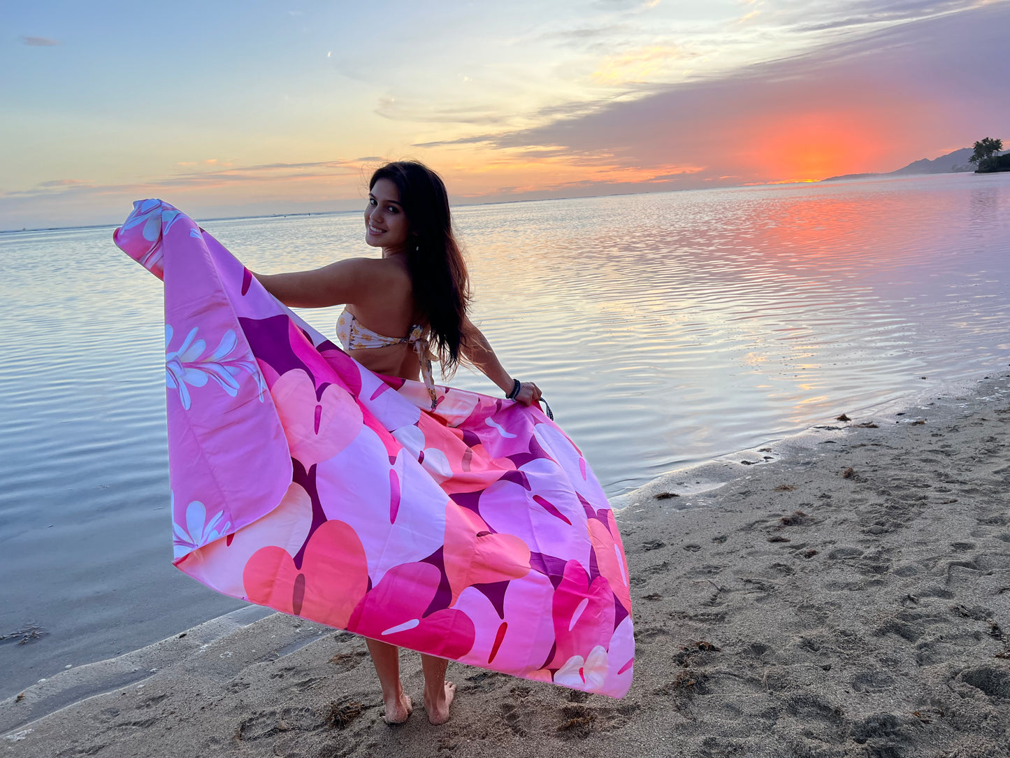 Pink Plumeria/Anthurium Towel♡